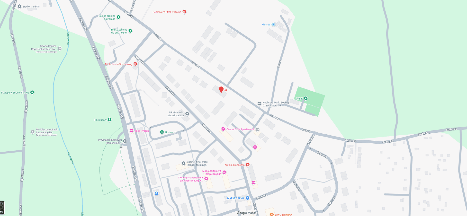 Wizualizacja Apartamentów Morawka 41, budynków w trakcie inwestycji w Stroniu Śląskim.